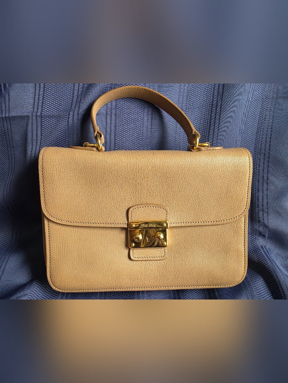 Miu Miu Beige Leather Top-Handle Bag